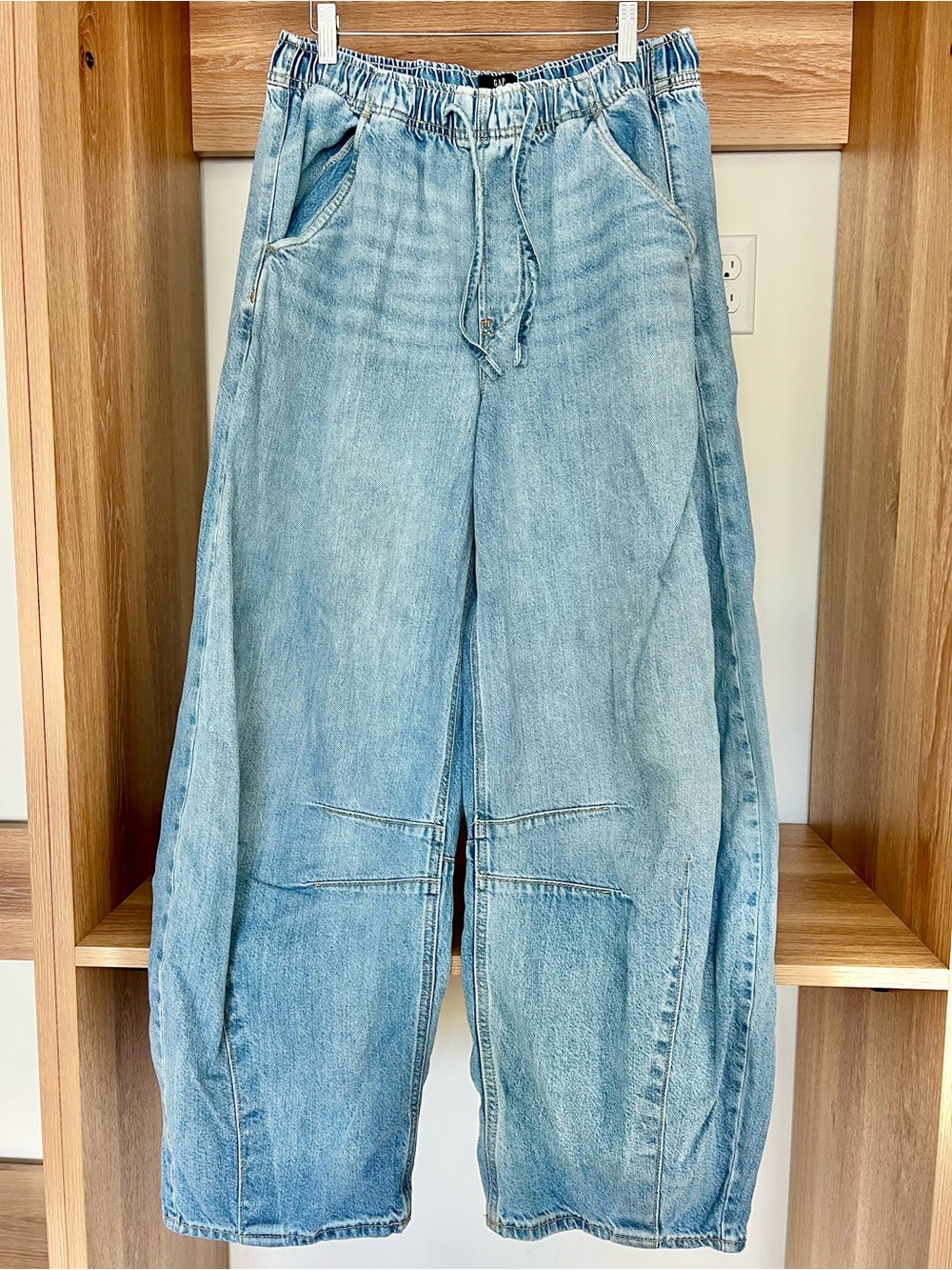 GAP Light Wash Wide-Leg Drawstring Jeans